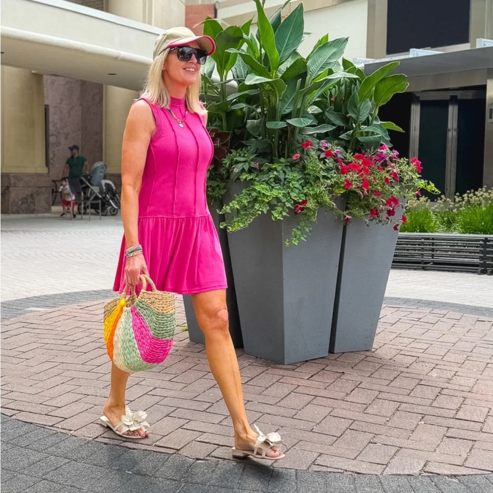 NWT Anthropologie Daily Practice Buzzer Beater Cotton Blend Pink Mini Dress Sz M - Picture 3 of 15